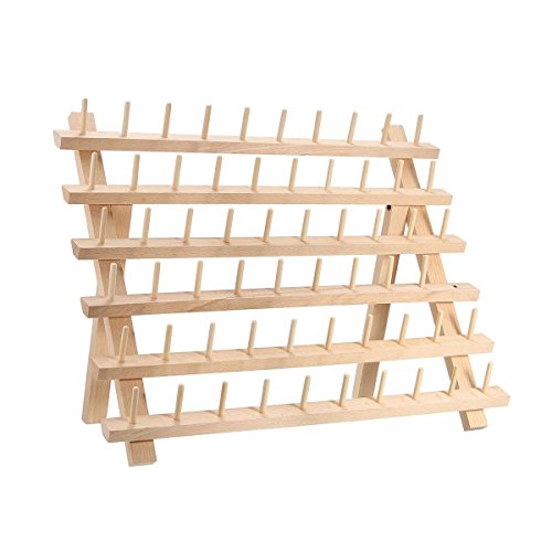 Ausuky Soporte plegable para hilo de madera con soporte organizador para montaje en pared 120/60, cono de bobina, conos de costura para hilo (60) Ausuky Soporte plegable para hilo de madera con soporte organizador para montaje en pared 120/60, cono de bobina, conos de costura para hilo (60)