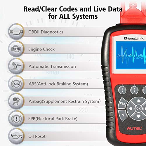 Autel DiagLink (versión DIY de MD802 con una Marca de vehículo) Herramienta de Diagnóstico Completo Multimarca (Motor, Transmisión, ABS, Airbag con Reset Servicios Aceite y Frenos)