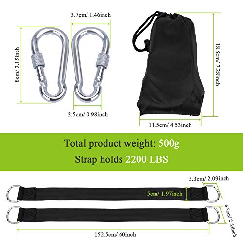 AUTFIT Correas de Hamacas para Exteriores, Correas de Columpios de Árbol, 150 CM Correas de Hamacas y Columpios para Colgar Árboles, Cinta de Fibra de Poliéster Capacidad de Carga de 1000KG AUTFIT Correas de Hamacas para Exteriores, Correas de Columpios de Árbol, 150 CM Correas de Hamacas y Columpios para Colgar Árboles, Cinta de Fibra de Poliéster Capacidad de Carga de 1000KG
