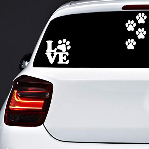 Autodomy Pegatinas Huellas Perros Corazon Huella Love Huella Pack 3 Unidades para Coche (Negro)