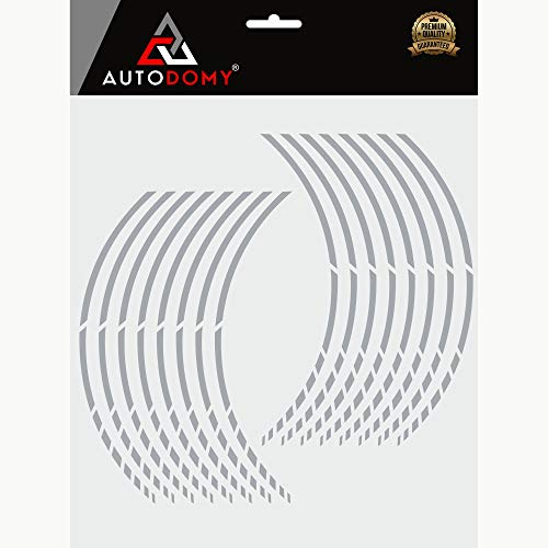 Autodomy Pegatinas Llantas Moto Juego Completo para 2 Llantas de 15" a 19" Pulgadas Diseño Sport (Plata) Autodomy Pegatinas Llantas Moto Juego Completo para 2 Llantas de 15" a 19" Pulgadas Diseño Sport (Plata)