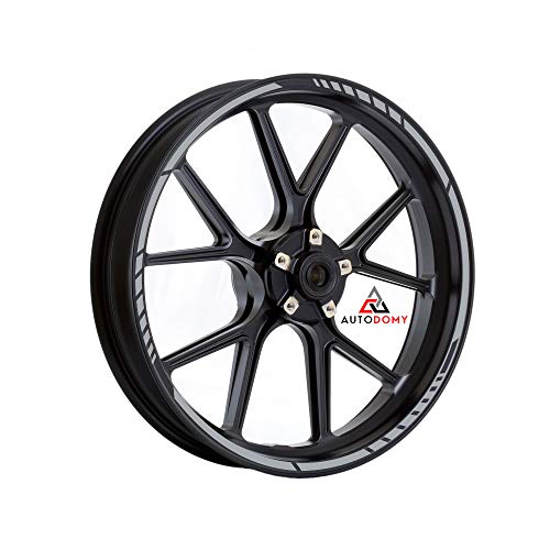 Autodomy Pegatinas Llantas Moto Juego Completo para 2 Llantas de 15" a 19" Pulgadas Diseño Sport (Plata)