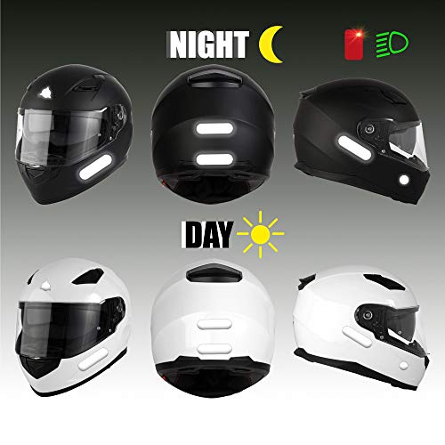 Autodomy Pegatinas Reflectantes Casco Moto Moteros Moteras Pack 8 Unidades para Moto Diseño Racing (Blanco/Plata Reflectante)