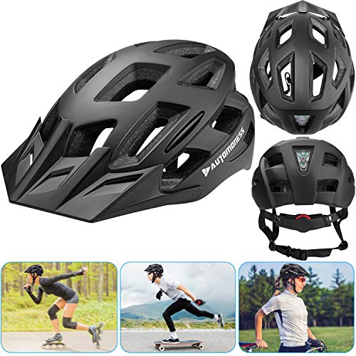 Automoness Casco Bicicleta con Luz LED,Casco Bici con CE Certifiacdo,Ajustable Deporte Cascos Bici Bicicleta Camino Mountain Biking Motocicleta Hombres Mujeres Adultos Casco