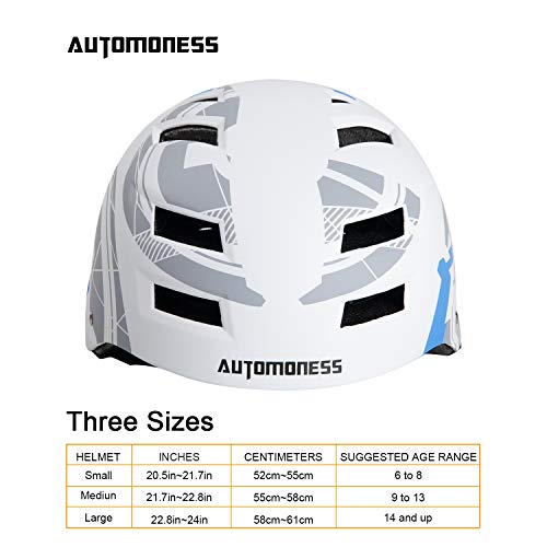 Automoness Casco Skate,Casco Bicicleta con CE Certifiacdo,Unisex Adultos Jovenes Ninos.Multi-Deporte para Ciclismo,Skate, Esquí, Patinaje,3 Tamaño