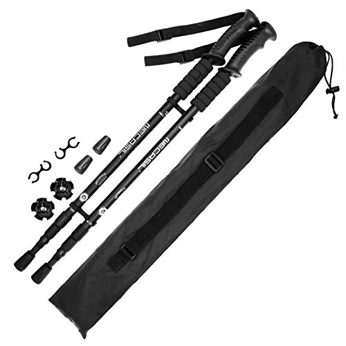 AUTOPkio Bastón de trekking con bolsa de transporte antichoque, mango de espuma EVA, correa y para senderismo Negro AUTOPkio Bastón de trekking con bolsa de transporte antichoque, mango de espuma EVA, correa y para senderismo Negro