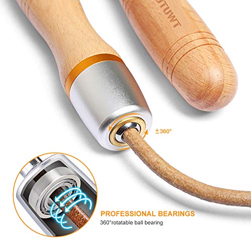 AUTUWT Cuerda de Saltar de Piel de 3 Metros Ajustable, rodamiento de Bolas de 360 ° y Asas de Madera Pura para Gimnasio y Entrenamiento en casa, Boxeo, Senderismo, pérdida de Peso y Cardio AUTUWT Cuerda de Saltar de Piel de 3 Metros Ajustable, rodamiento de Bolas de 360 ° y Asas de Madera Pura para Gimnasio y Entrenamiento en casa, Boxeo, Senderismo, pérdida de Peso y Cardio