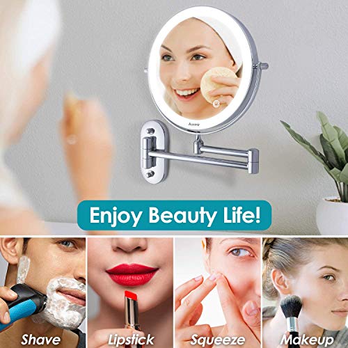 Auxmir Espejo Maquillaje con Luz LED Aumento 1X/10X Espejo Cosmético Iluminoso de Doble Cara con Pilas, 360 Rotación, Luces Ajustables Extensible de Pared para Baño, Tocador, Hotel, Plata Auxmir Espejo Maquillaje con Luz LED Aumento 1X/10X Espejo Cosmético Iluminoso de Doble Cara con Pilas, 360 Rotación, Luces Ajustables Extensible de Pared para Baño, Tocador, Hotel, Plata