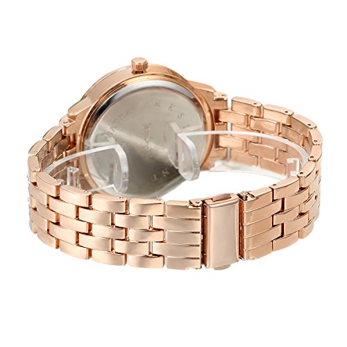 Avaner Reloj de pulsera unisex de lujo de acero inoxidable resistente al agua con diamantes de imitación acentuados analógico japonés de cuarto de galón