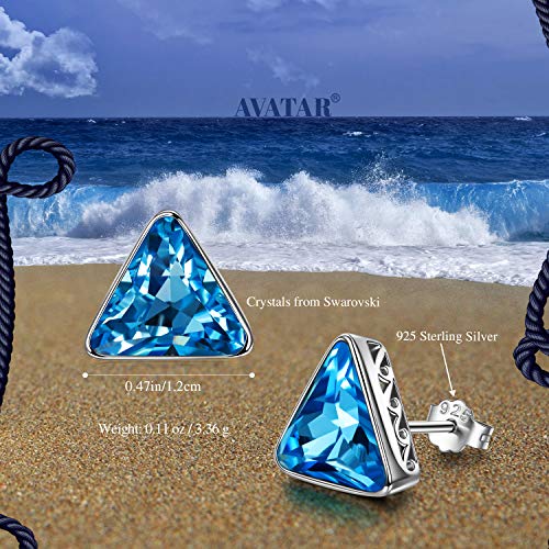 AVATAR 925 pendientes de plata esterlina para mujer cristal azul aguamarina electrochapado oro blanco hipoalergénico regalos mujer niña esposa madre novia amigos su joyería