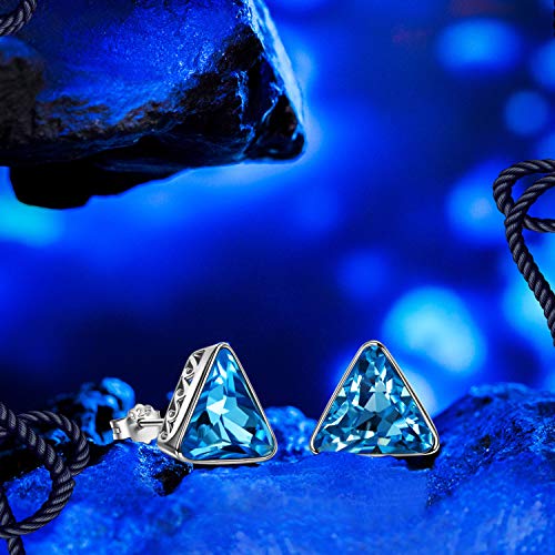 AVATAR 925 pendientes de plata esterlina para mujer cristal azul aguamarina electrochapado oro blanco hipoalergénico regalos mujer niña esposa madre novia amigos su joyería