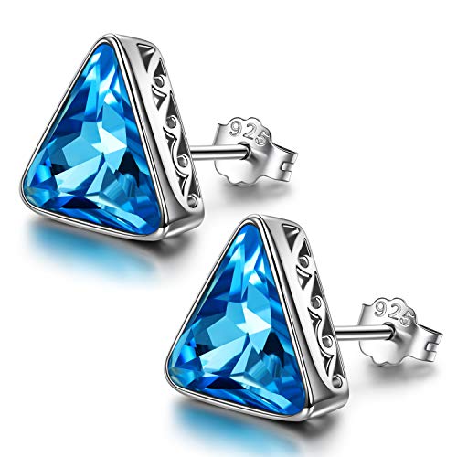 AVATAR 925 pendientes de plata esterlina para mujer cristal azul aguamarina electrochapado oro blanco hipoalergénico regalos mujer niña esposa madre novia amigos su joyería