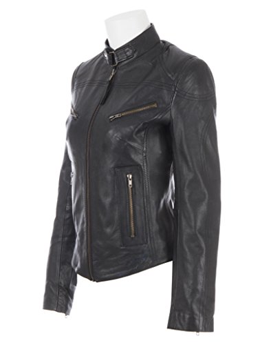 Aviatrix Cuero Real Corta Chaqueta De Motociclista Cabida De Las Mujeres (CRD9)