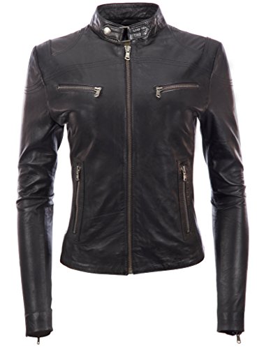 Aviatrix Cuero Real Corta Chaqueta De Motociclista Cabida De Las Mujeres (CRD9) Aviatrix Cuero Real Corta Chaqueta De Motociclista Cabida De Las Mujeres (CRD9)