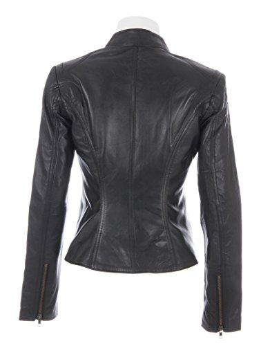 Aviatrix Cuero Real Corta Chaqueta De Motociclista Cabida De Las Mujeres (CRD9)