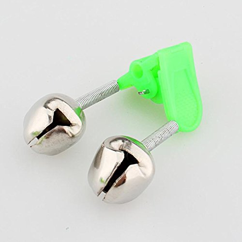 Avisadores de picada de pesca verdes Sungpunet con doble cascabel y luz led, 10 unidades Avisadores de picada de pesca verdes Sungpunet con doble cascabel y luz led, 10 unidades