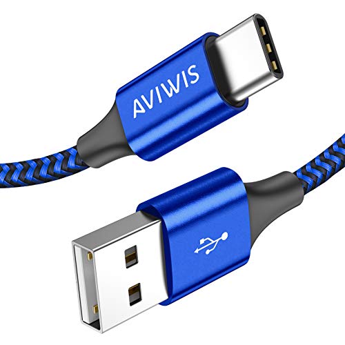 AVIWIS Cable USB Tipo C, [2Pack 2M] Cargador USB Tipo C Carga Rápida y Sincronización Cable USB C de Nylon Trenzado Compatible para S10/ S9/ S8/ Note9,Mi A1/A2,Huawei P20/Mate20,LG G7,OnePlus 6T