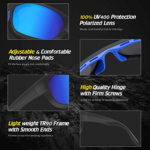 Avoalre Gafas de Sol Hombres Polarizadas Gafas Deportivas Unisex Anti UV400 Marco TR90 Súper Ligero y Mujer Ciclismo MTB Running Coche Moto Montaña - Azul Avoalre Gafas de Sol Hombres Polarizadas Gafas Deportivas Unisex Anti UV400 Marco TR90 Súper Ligero y Mujer Ciclismo MTB Running Coche Moto Montaña - Azul