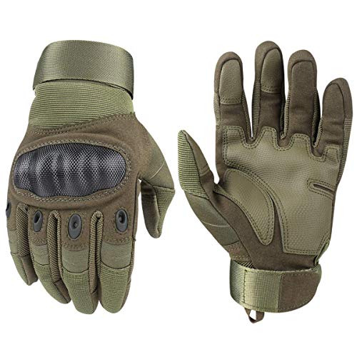 Avril Tian Guantes Tácticos, Militar, de Goma, rígidos, para Exteriores, con Dedos completos, para Hombres, Ciclismo, Motocicleta, Caza, Tiro, Senderismo, Camping,Army Green,Medium