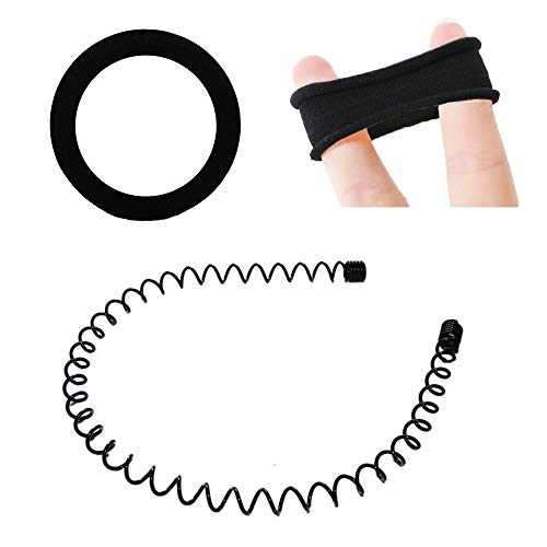 Aweisile Diademas de Metal 6 Piezas Diademas Deportivas para Hombres y Mujeres, Accesorios de Banda para el Cabello Wave, Diadema de Movimiento de Ondas de Primavera con 20 Piezas Diadema Negra