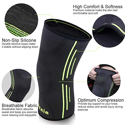 Awenia Rodilleras Deportivas Rodillera de Compresión Rotuliana Ortopédica Elástica Antideslizante y Transpirable, para Menisco, Ligamentos, Crossfit, Voleibol, Fútbol, Correr, Ciclismo, Pack de 2, L