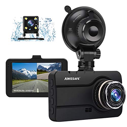 AWESAFE Cámara de Coche Dash CAM 1080P con Cámara Trasera Full HD 170 Ángulo con WDR G-Sensor, Detección de Movimiento, Grabación en Bucle, Visión Nocturna, Monitor de Aparcamiento AWESAFE Cámara de Coche Dash CAM 1080P con Cámara Trasera Full HD 170 Ángulo con WDR G-Sensor, Detección de Movimiento, Grabación en Bucle, Visión Nocturna, Monitor de Aparcamiento
