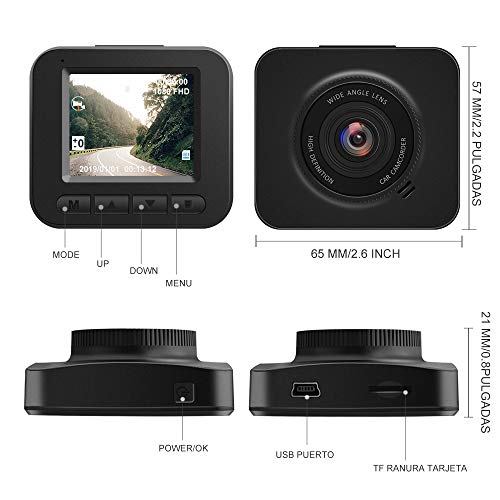 AWESAFE Cámara de Coche Dash CAM 1080P Full HD 170 Ángulo con WDR G-Sensor, Detección de Movimiento, Grabación en Bucle, Visión Nocturna, Monitor de Aparcamiento