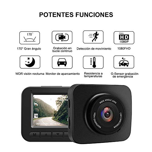 AWESAFE Cámara de Coche Dash CAM 1080P Full HD 170 Ángulo con WDR G-Sensor, Detección de Movimiento, Grabación en Bucle, Visión Nocturna, Monitor de Aparcamiento AWESAFE Cámara de Coche Dash CAM 1080P Full HD 170 Ángulo con WDR G-Sensor, Detección de Movimiento, Grabación en Bucle, Visión Nocturna, Monitor de Aparcamiento