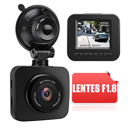 AWESAFE Cámara de Coche Dash CAM 1080P Full HD 170 Ángulo con WDR G-Sensor, Detección de Movimiento, Grabación en Bucle, Visión Nocturna, Monitor de Aparcamiento