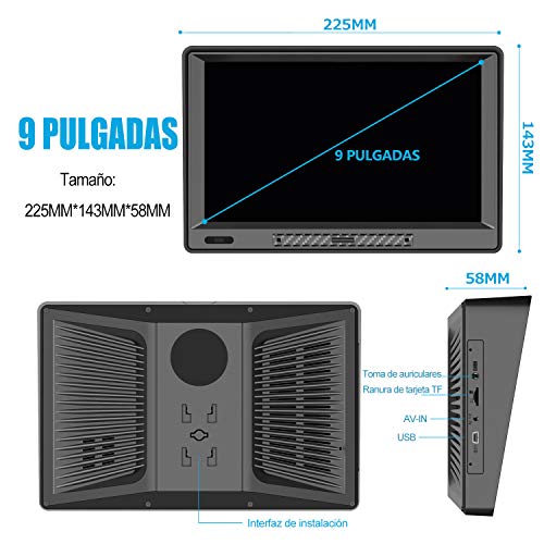 AWESAFE Navegador GPS para Camiones y Coches con Bluetooth y Cámara Trasera de 9 Pulgadas Pantalla LCD Multimedia, con Actualizaciones de Mapas de Europa para Toda la Vida