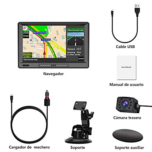 AWESAFE Navegador GPS para Camiones y Coches con Bluetooth y Cámara Trasera de 9 Pulgadas Pantalla LCD Multimedia, con Actualizaciones de Mapas de Europa para Toda la Vida