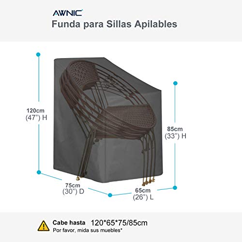 AWNIC Funda para Sillas Apilables Funda Sillas Apiladas Jardín Impermeable Oxford Resistente 65X75X120cm