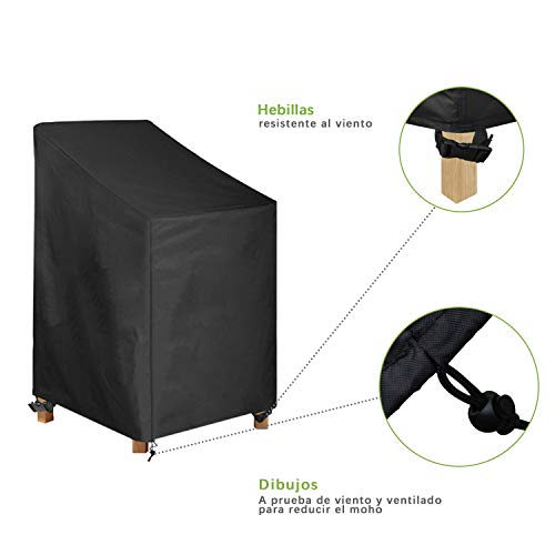 AWNIC Funda para Sillas Apilables Funda Sillas Apiladas Jardín Impermeable Oxford Resistente 65X75X120cm