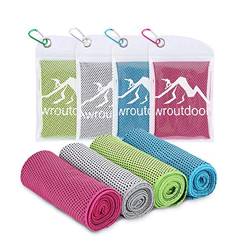 Awroutdoor 4 Pack Toalla de Enfriamiento - 100 x 30 cm Toalla de Hielo Fría Instantánea, Suave de Secado Rápido Toalla Deportiva de Secado Adecuado para Gimnasio Golf Escalada Running Yoga