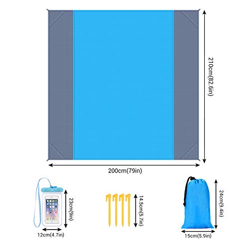 Awroutdoor Alfombras de Playa 210 x 200CM, Extra Grande Esterilla Playa, Manta de Picnic/Playa Resistente al Agua con 4 Clavos Fijos, Bordes Reforzados para la Playa, Camping y Picn Awroutdoor Alfombras de Playa 210 x 200CM, Extra Grande Esterilla Playa, Manta de Picnic/Playa Resistente al Agua con 4 Clavos Fijos, Bordes Reforzados para la Playa, Camping y Picn
