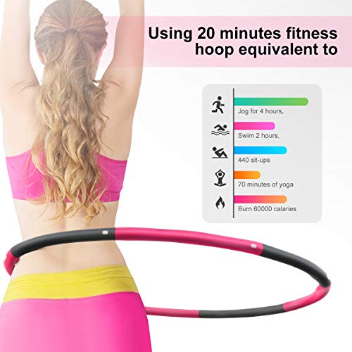 Awroutdoor Fitness Exercise Hoop Fitness Desmontable, Professional Exercis Hoop Adultos Fitness 1,2kg para Adelgazar, Ancho Ajustable (19-37in)，Aro de Fitness con Cinta Métrica