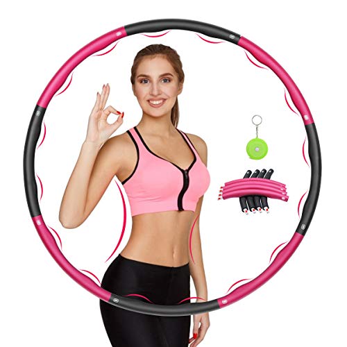 Awroutdoor Fitness Exercise Hoop Fitness Desmontable, Professional Exercis Hoop Adultos Fitness 1,2kg para Adelgazar, Ancho Ajustable (19-37in)，Aro de Fitness con Cinta Métrica