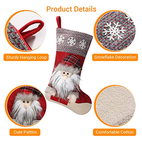 Awroutdoor Medias de Navidad, 3 pcs Calcetines de Navidad para el árbol de Navidad Chimenea Decoración, Adorno de Navidad Bolsa de Dulces, Calcetín de Decoración Navideña para Llenar y Colgar