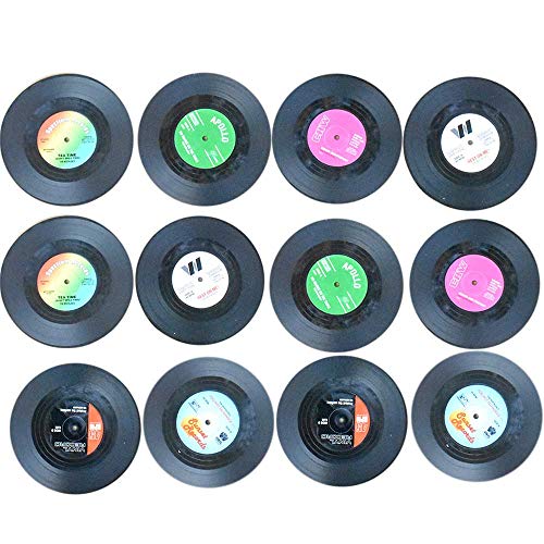 Awtlife12 posavasos de vinilo con diseño retro de discos de CD para bebidas, para suministros de boda Awtlife12 posavasos de vinilo con diseño retro de discos de CD para bebidas, para suministros de boda