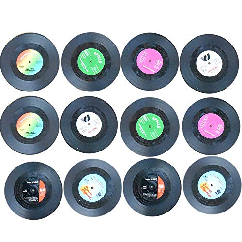 Awtlife12 posavasos de vinilo con diseño retro de discos de CD para bebidas, para suministros de boda