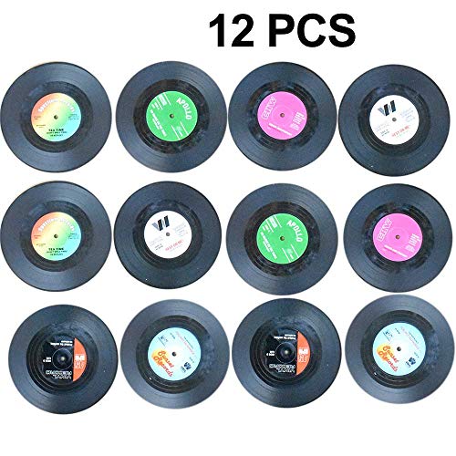 Awtlife12 posavasos de vinilo con diseño retro de discos de CD para bebidas, para suministros de boda Awtlife12 posavasos de vinilo con diseño retro de discos de CD para bebidas, para suministros de boda