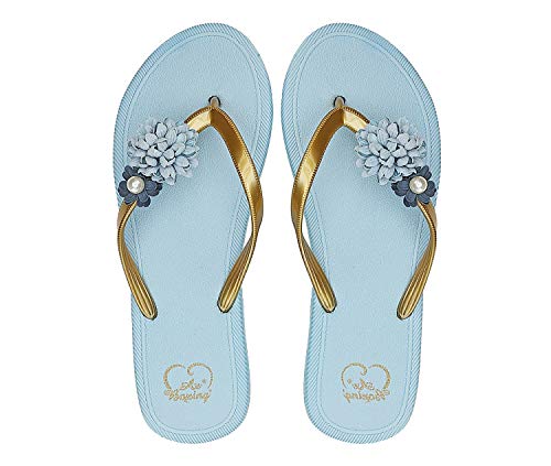AX BOXING Chanclas Mujer Flip Flop Exquisito Decoración Floral Sandalias Verano Piscinas Playa Interior Al Aire Libre Tamaño 36-41 (Azul, Numeric_36) AX BOXING Chanclas Mujer Flip Flop Exquisito Decoración Floral Sandalias Verano Piscinas Playa Interior Al Aire Libre Tamaño 36-41 (Azul, Numeric_36)