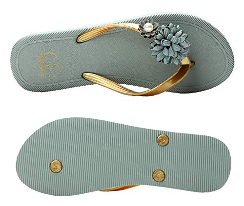 AX BOXING Chanclas Mujer Flip Flop Exquisito Decoración Floral Sandalias Verano Piscinas Playa Interior Al Aire Libre Tamaño 36-41 (Verde, Numeric_37) AX BOXING Chanclas Mujer Flip Flop Exquisito Decoración Floral Sandalias Verano Piscinas Playa Interior Al Aire Libre Tamaño 36-41 (Verde, Numeric_37)