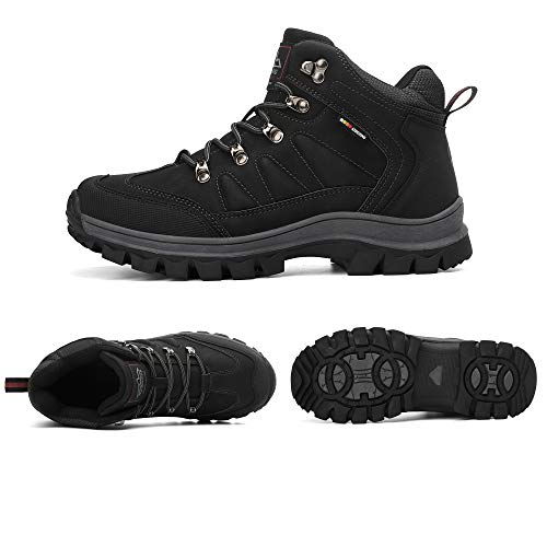 AX BOXING Hombre Botines Zapatos Botas Nieve Invierno Botas Impermeables Fur Forro Aire Libre Boots (46 EU, A074(sin Piel)-Negro)