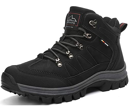 AX BOXING Hombre Botines Zapatos Botas Nieve Invierno Botas Impermeables Fur Forro Aire Libre Boots (46 EU, A074(sin Piel)-Negro)