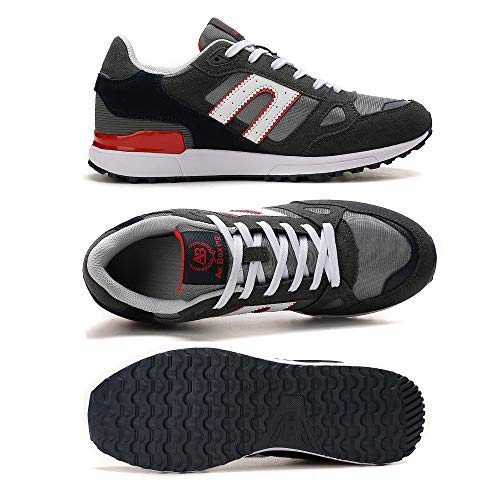AX BOXING Zapatillas Hombres Mujer Deporte Running Sneakers Zapatos para Correr Gimnasio Deportivas Padel Transpirables Casual (44 EU, A98333-Gris Oscuro)