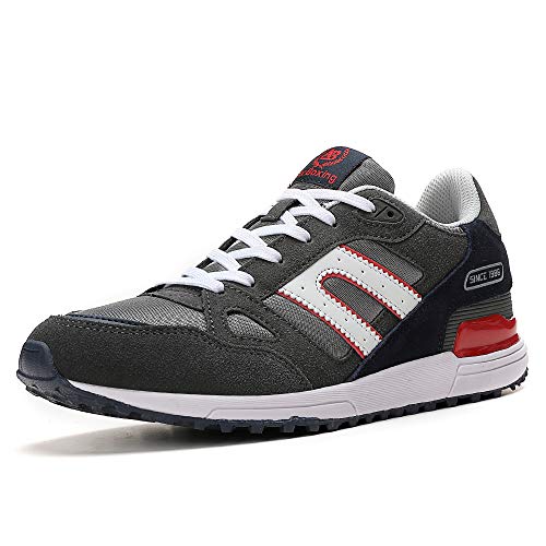 AX BOXING Zapatillas Hombres Mujer Deporte Running Sneakers Zapatos para Correr Gimnasio Deportivas Padel Transpirables Casual (44 EU, A98333-Gris Oscuro)