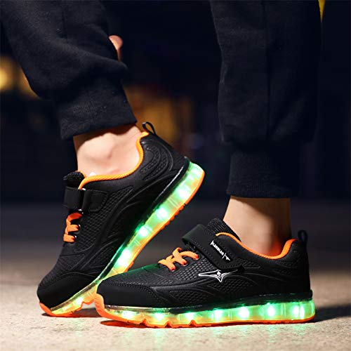 Axcer LED Zapatos Verano Ligero Transpirable Bajo 7 Colores USB Carga Luminosas Flash Deporte de Zapatillas con Luces Los Mejores Regalos para Niños Niñas Cumpleaños de Navidad Reyes Mango