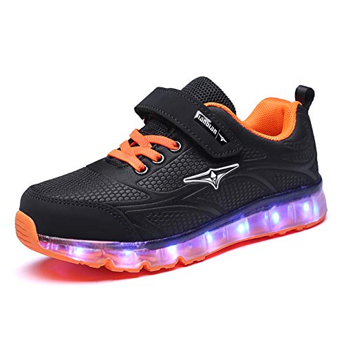 Axcer LED Zapatos Verano Ligero Transpirable Bajo 7 Colores USB Carga Luminosas Flash Deporte de Zapatillas con Luces Los Mejores Regalos para Niños Niñas Cumpleaños de Navidad Reyes Mango