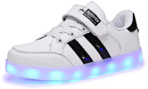 Axcer LED Zapatos Verano Ligero Transpirable Bajo 7 Colores USB Carga Luminosas Flash Deporte de Zapatillas con Luces Los Mejores Regalos para Niños Niñas Cumpleaños de Navidad Reyes Mango